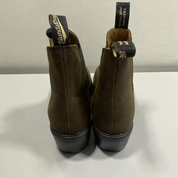NEW BLUNDSTONE Womens Elastic Sided Heel Boots Size 9 Pull-On Chelsea Brown - Picture 5 of 8